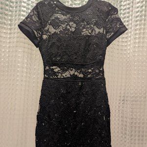 Bebe mini dress – sparkly sequin and lace, EUC